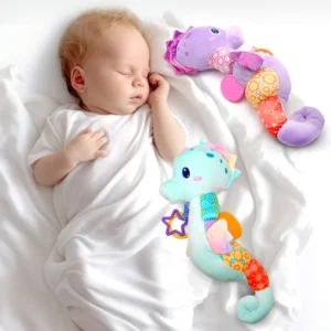 1pc baby soothing toy seahorse plush toy, sleeping, traveling, riding,  car hanging early education interactive puzzle plush toy